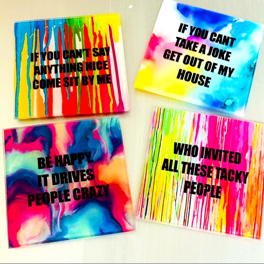 Colorful Quote Coasters Set